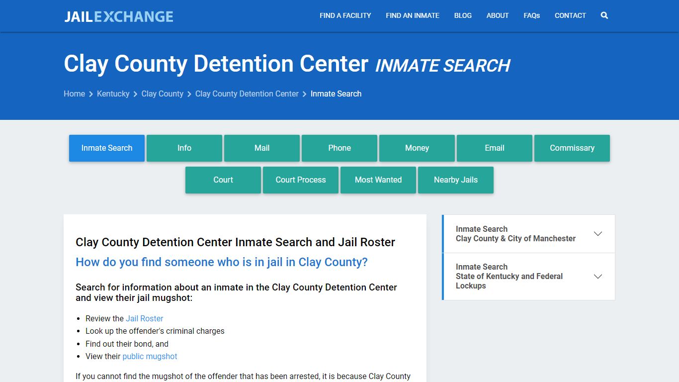 Clay County Detention Center Inmate Search - Jail Exchange